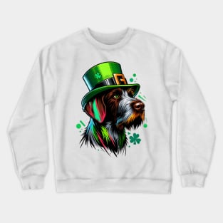 Slovakian Wirehaired Pointer Celebrates St Patrick's Day Crewneck Sweatshirt